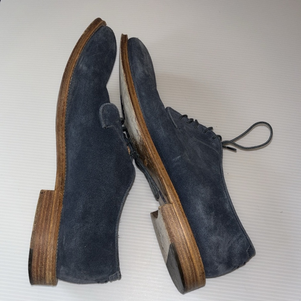 Barneys New York Mens Suede Dress Shoes 9 M Blue 100% Leather Made In Italy - Picture 9 of 9